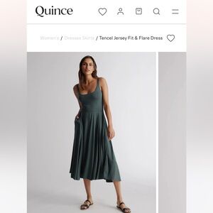 Quince Green Tencel Fit and Flare Dress